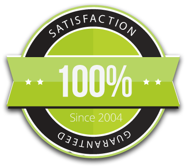 100% satisfaction guaranteed since 2004 badge